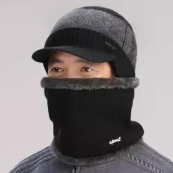 2색 1개 분리형 겨울 방한 모자+목토시 세트 남자 넥워머 목도리 방한워머