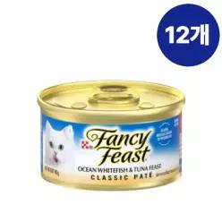 팬시피스트 고양이 습식 사료 캔 화이트라벨 참치와 흰살생선 85g x 12개