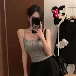 [하프클럽/셀러허브_여성트랜드패션]데일리 여자 페미닌 도트 패턴 캡내장