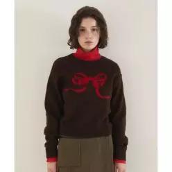 매장정품 벤시몽 BENSIMON RIBBON JACQUARD KNIT - BROWN BS3FKN562BR 229936