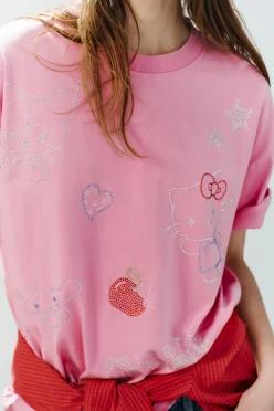 ZARA 자라 HELLO KITTY ⓒ SANRIO 워싱 이펙트 글리터 티셔츠 로즈핑크 6