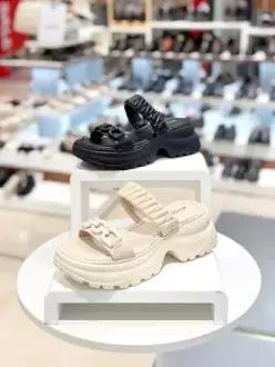 탠디 여성 버클 주름앰보가죽 청키굽6cm슬리퍼X26P051P EPT