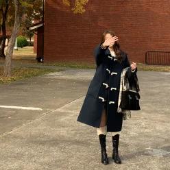 누빔안감 세일러카라 누빔안감 더플 울 롱코트 데일리룩 데이트룩 나들이룩 떡볶이코트 겨울옷 ct1582