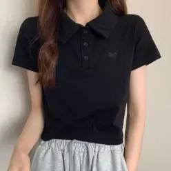 [라일리여성의류] Rly 스포티 칼라 크롭 반팔티