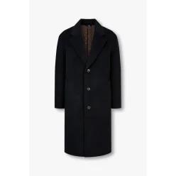 MAN ON THE BOON 벨티드 울 캐시미어 코트 - 블랙