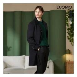 워모 남성 울 캐시미어 블렌딩 퀼티드 트리밍 코트 653284 1103983