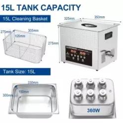 세척기 15L 360W 40kHz 세탁기 특수 세척제 세척 가전제품 220V EU 플러그