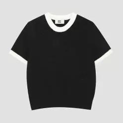 UNIT 테이프 원사 크루넥 배색 니트 풀오버 UFJKCN11FN