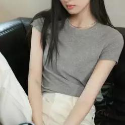 [라일리여성의류] Rly 여성 슬림핏 반소매 면 티셔츠