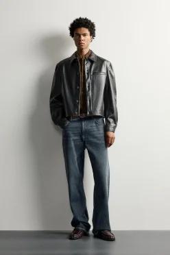 [국내매장] ZARA 남성 페이크 레더 크롭핏 오버셔츠 - 초콜렛 3715/809/717 549929