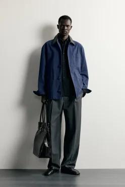 [국내매장] ZARA 남성 배색 칼라 오버셔츠 - 블루 / 인디고 8281/183/200 549933