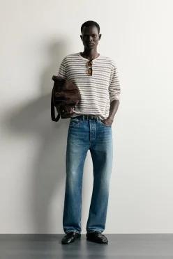 [국내매장] ZARA 남성 스트라이프 릴렉스핏 티셔츠 - 4805/339/104 550068