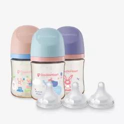 더블하트 PPSU 젖병 모유실감 디어프렌즈 160ml 싱글팩 트리플 세트 (젖병3개+젖꼭지S 3입)