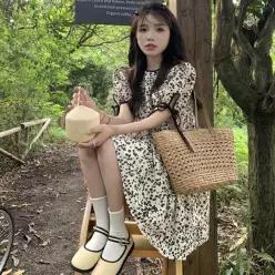 [라일리여성의류] Rly 꽃무늬 브이넥 미니 플레어 원피스