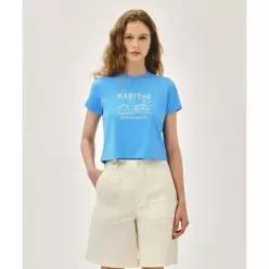 마리떼 프랑소와 저버 MARITH  + FRAN OIS GIRBAUD W FRENCH GRAPHIC CROP TEE blue 288775