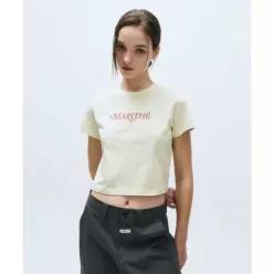 마리떼 프랑소와 저버 MARITH  + FRAN OIS GIRBAUD W RIBBON GRAPHIC CROP TEE ivory 290889