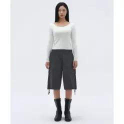 MUSINSA STANDARD WOMAN 우먼즈 와이드 카고 버뮤다 팬츠 [다크 그레이]