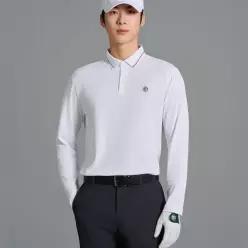빈폴골프 [HERITAGE] 남성 냉감 피케 긴소매 티셔츠 - 화이트