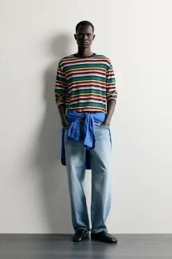 [국내매장] ZARA 남성 스트라이프 릴랙스 핏 티셔츠 - 5584/306/104 550066