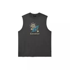 COVERNAT 체커보드 그래픽 슬리브리스 차콜 6365055 CO2602STS2CH