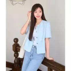 ROEM 올데이 칼라리스 트위드 반팔자켓 RMJKG25R99 2454041