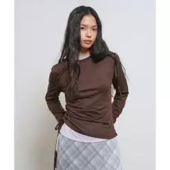 제너럴아이디어 GENERALIDEA 셔링 롱슬리브 티셔츠 [BROWN] / GF2LTS517