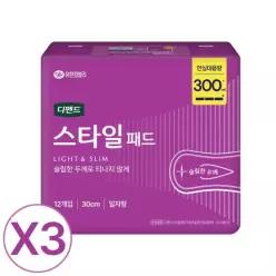 디펜드 스타일 패드 초슬림 안심 케어 대용량 12매 3팩