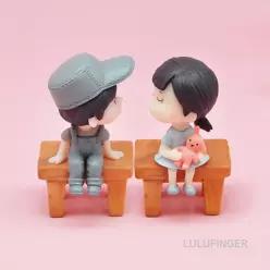 [룰루핑거] 미니어쳐 인형 모자 커플2 회색 3x2.5x5cm