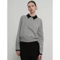 제너럴아이디어 GENERALIDEA 릴렉스드 카라 레이어드 풀오버 [GREY] / GF1LKP502