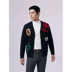 까스텔바작 남성 자수 V넥 가디건 블랙 BGDFSJ002BK 473150
