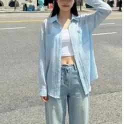살안타 시스루 비치 롱 셔츠 로브 가디건 커버업 남방 롱가디건 여성 의류 롱블라우스