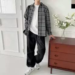 오너클랜 오버핏 빅사이즈 데일리 체크 남방 셔츠 남자 남성상의 오버핏 빅사이즈 남방