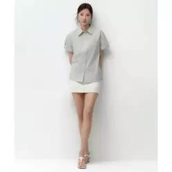 MUSINSA STANDARD WOMAN 우먼즈 릴렉스드 소프트 포플린 반소매 셔츠 [더스티 민트]