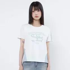 [정품] 코드그라피 (우먼) WAVE 아치 로고 배색 반팔 티셔츠_3COLOR 3COLOR