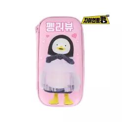 펭수 와이드 EVA 2단 필통 초등학생 파우치 핑크