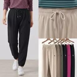 엄마옷 마미소 데일리 무지 조거 바지 봄가을 자수 밴딩 시보리 할머니 빅사이즈 40 70 마담 중년 여성