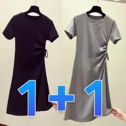 1+1 데일리 면원피스 여성 실내 홈웨어 미니 드레스