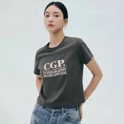 [정품] 코드그라피 (우먼) 스퀘어 로고 반소매 티셔츠_차콜