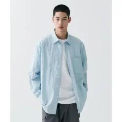 (국내매장정품) 무신사 스탠다드 MUSINSA STANDARD [시티 레저] CN 오버사이즈 셔츠 [클라우디 블루] MMCSL