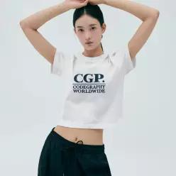 [정품] 코드그라피 (우먼) 스퀘어 로고 반소매 티셔츠_화이트