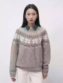 제네럴아이디어 generalideastandard UNI 울 스노우 노르딕 풀오버 MOCHA SBD4U05022