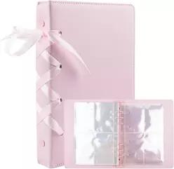 킨치고 A5 포토 카드 바인더 PU 앨범 20개 슬리브 페이지 포함 수집가용 정리용 4포켓 핑크