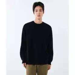 무신사 스탠다드 MUSINSA STANDARD 코튼 리브드 크루 넥 니트 [블랙] 3435627 MMCWL1Z0