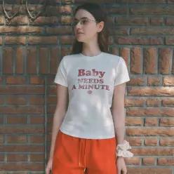 [정품] 코드그라피 (우먼) Baby needs a minute 반소매 티셔츠_화이트