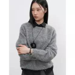 제너럴아이디어 GENERALIDEA UNISEX 헤어리 니트 풀오버 [GREY] / SBE4U05010 SBE4U05010GRW 3371189