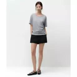 MUSINSA STANDARD WOMAN 우먼즈 릴렉스드 라이트웨이트 CR 스쿱 넥 티셔츠 [미디엄그레이]