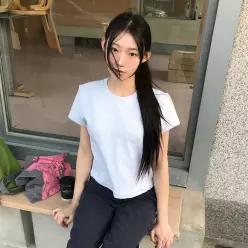 [정품] 코드그라피 (우먼) 미니 반소매 티셔츠-멜란지 그레이