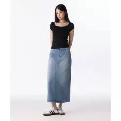 MUSINSA STANDARD WOMAN 우먼즈 데님 맥시 스커트 [라이트 인디고]