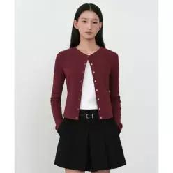 무신사스탠다드 MUSINSA STANDARD WOMAN 우먼즈 리브드 슬림 라운드 넥 저지 가디건 [버건디]MWETL5C02-BD
