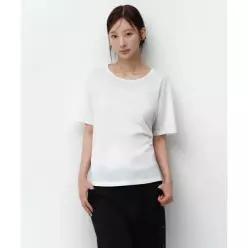 MUSINSA STANDARD WOMAN 우먼즈 릴렉스드 라이트웨이트 CR 스쿱 넥 티셔츠 [화이트]